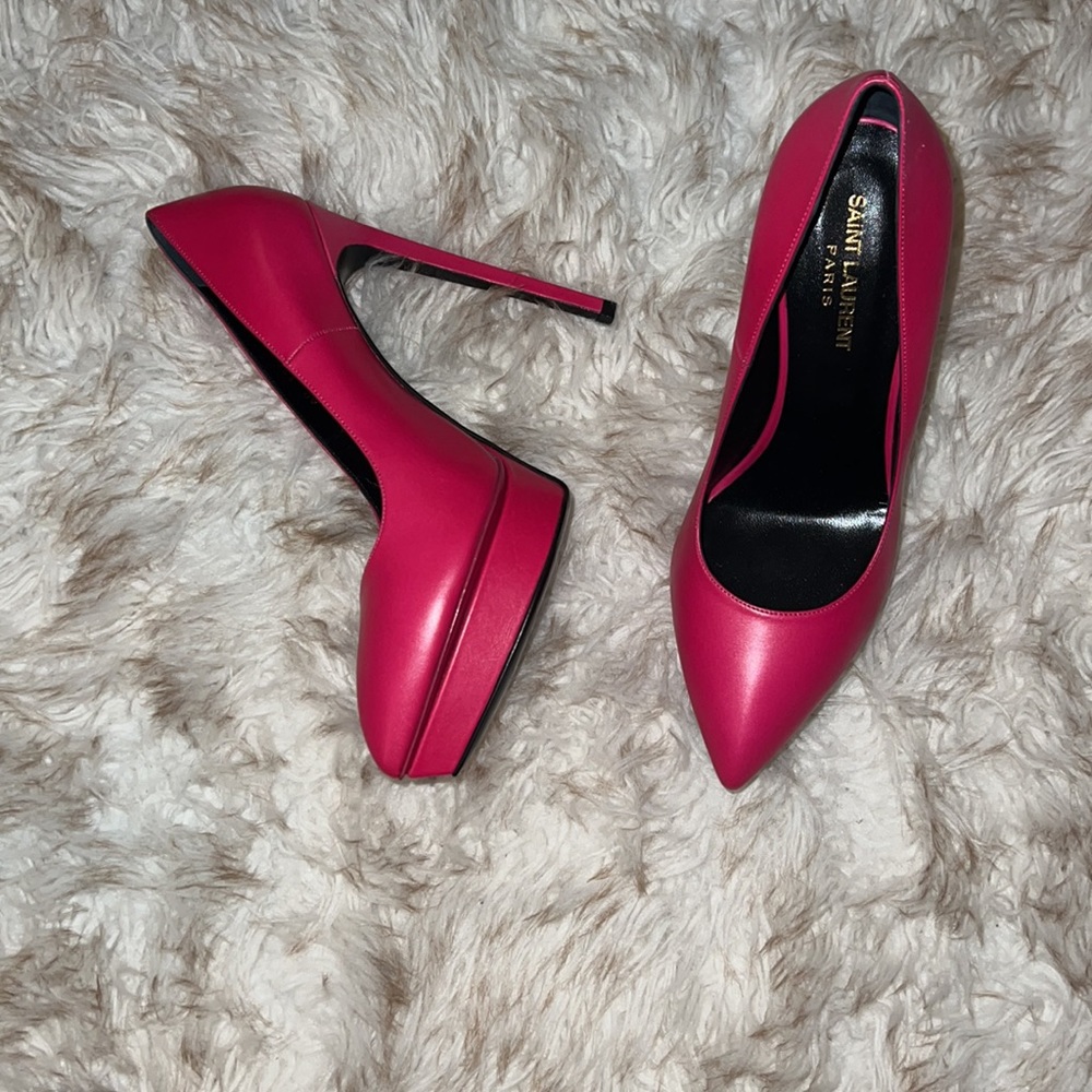 SAINT LAURENT JANIS LEATHER PLATFORM PUMPS - Picture 7 of 9